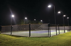 Tennis Court at Night with Lighting